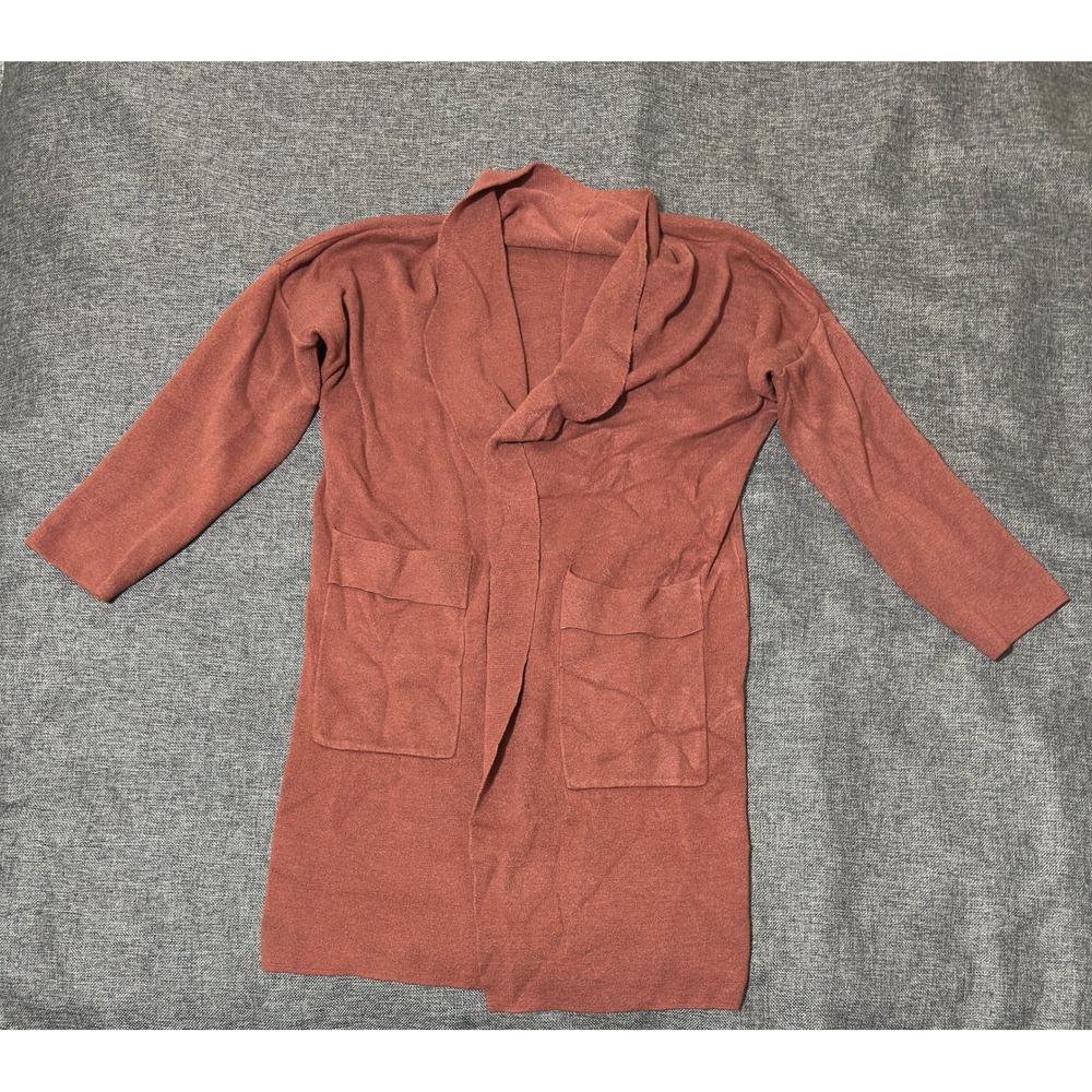 Unbranded Womens XL Cardigan Sweater Rust Orange Open Front Pocket Knit